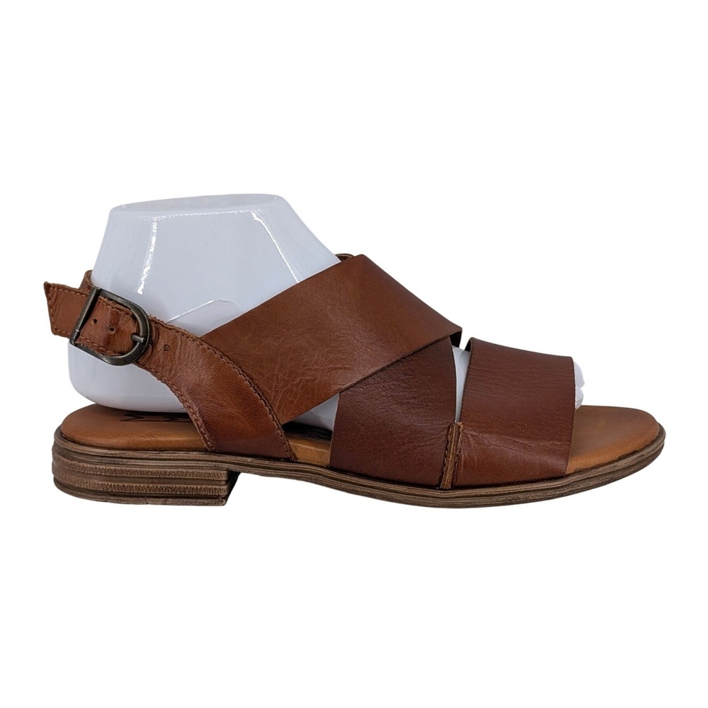 Miz Mooz Denver Brown Leather Slingback Flat Sandals Womens 38 Made in Portugal